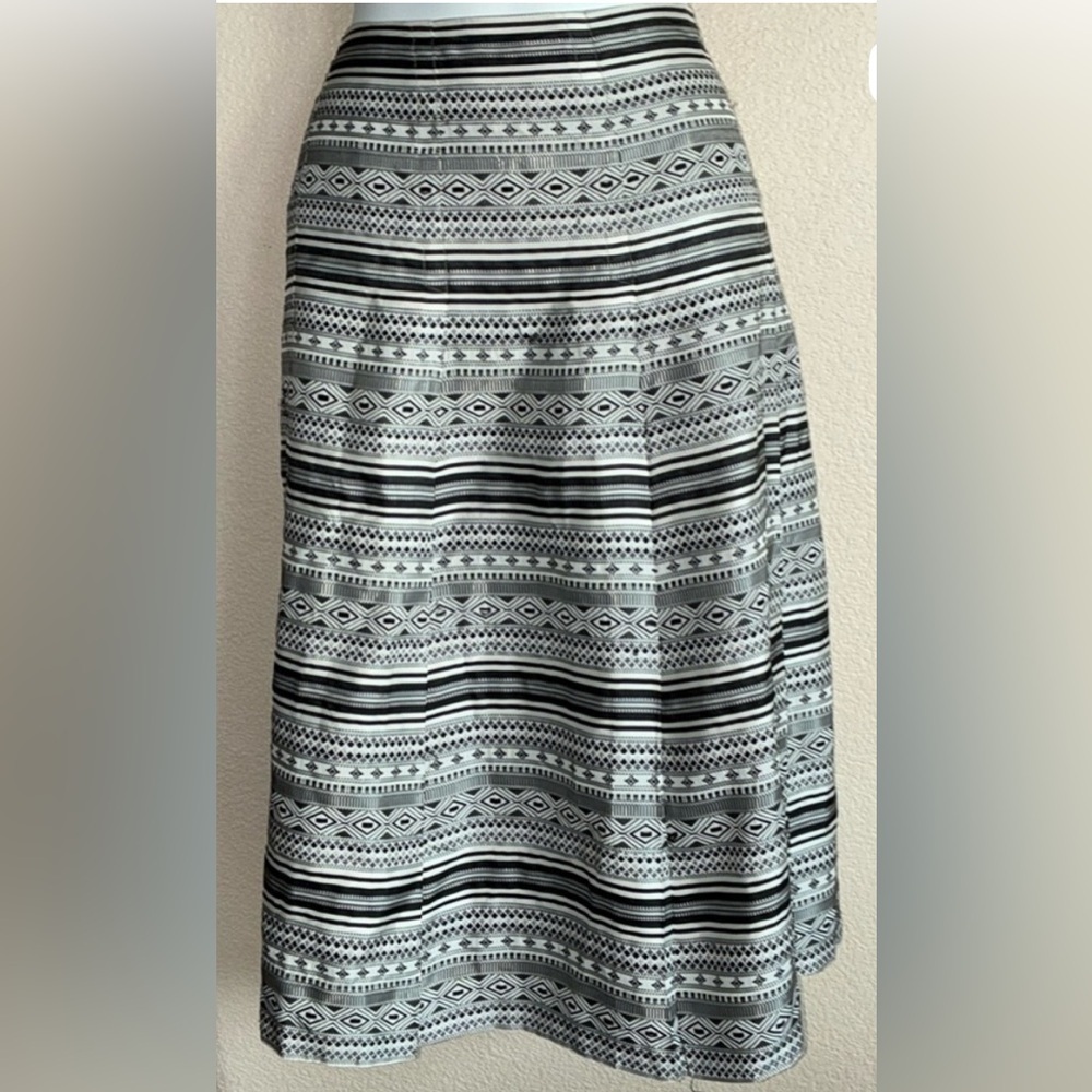 Nine Wear skirt, full with pleats, black & white woven stripe & pattern. 16 EUC - Picture 4 of 17